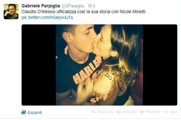 Nicole Minetti e Claudio D’Alessio su Twitter: la storia è ufficiale