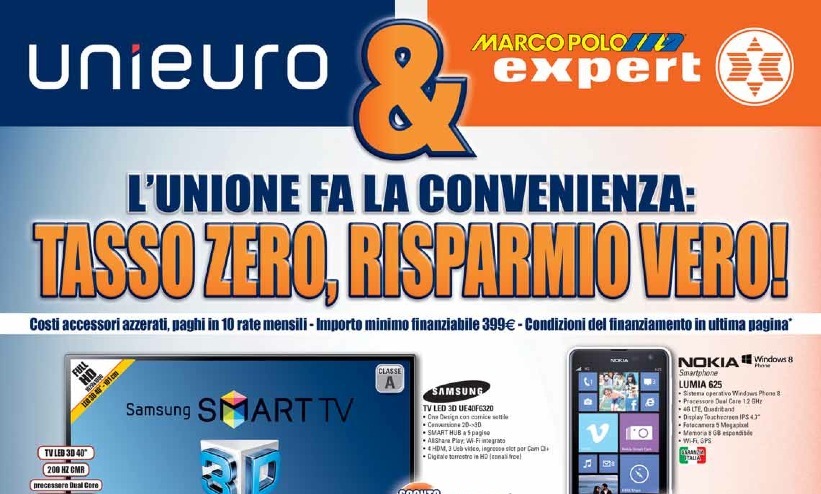 Volantino “Tasso Zero” Marcopolo Unieuro: Nuove offerte, prezzi e sconti fino al 25 giugno 2014