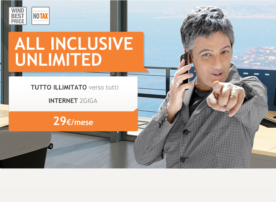 All Inclusive Wind per partita iva: minuti e sms illimitati verso tutti e 2 GB a 29 euro al mese fino al 29 giugno 2014