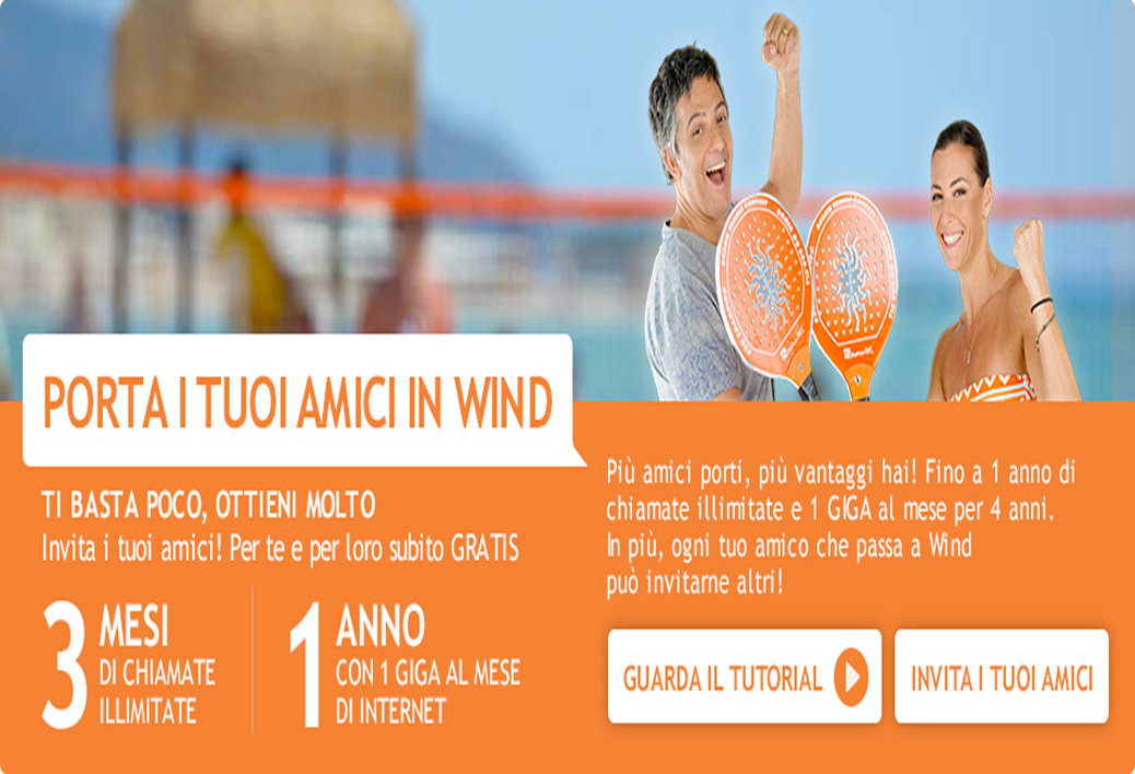 Wind: porta i tuoi amici e guadagni 1 anno di chiamate e 1 GB al mese per 4 anni