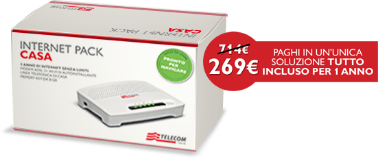 Internet Pack Casa Telecom Italia: ADSL e chiamate illimitate a 269 euro per un anno