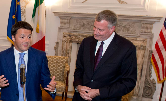 Renzi a New York: incontro con Bill de Blasio e assemblea Onu