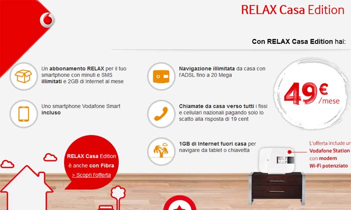 Vodafone: nuova offerta Relax Casa Edition a 49 euro al mese