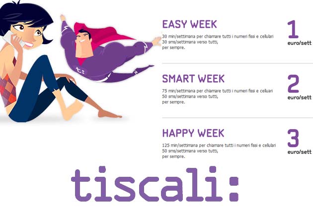 Tiscali Easy Week: telefonate e messaggi a partire da 1 euro a settimana