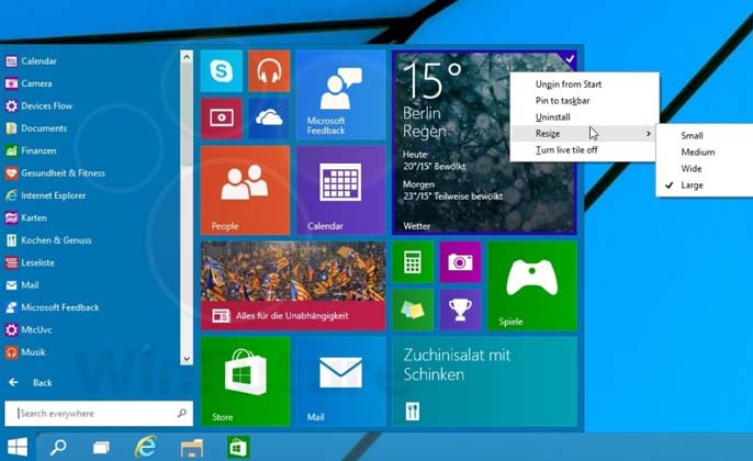 Windows 9: il nuovo menù Start