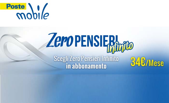 Zero Pensieri Infinito: l’abbonamento tutto incluso di PosteMobile a 34 €