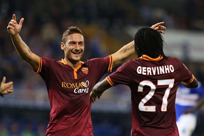 Champions League: la Roma pareggia con il Manchester City, Totti record